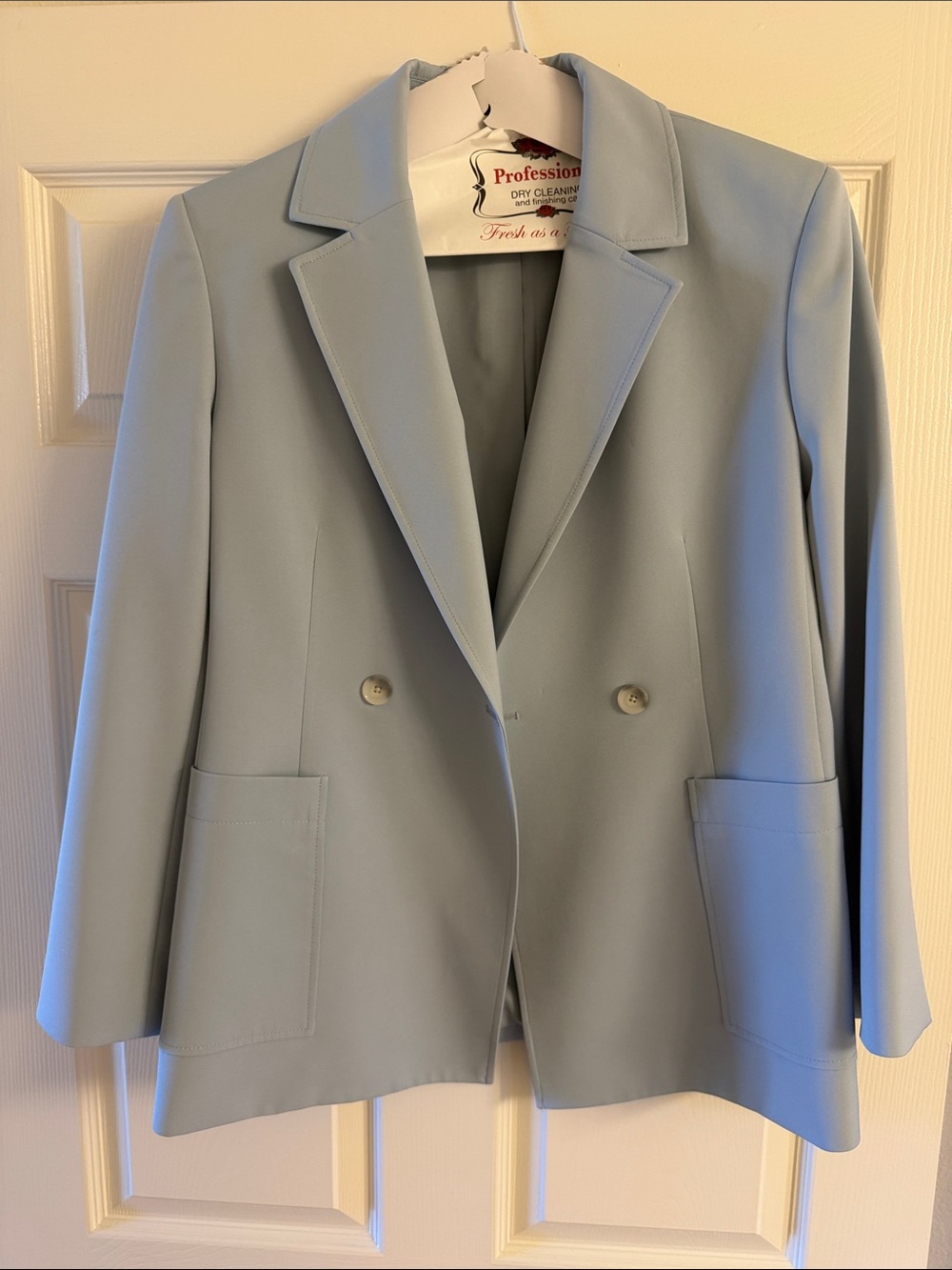 Macy's Pastel Blue Double-Breasted Women's Blazer